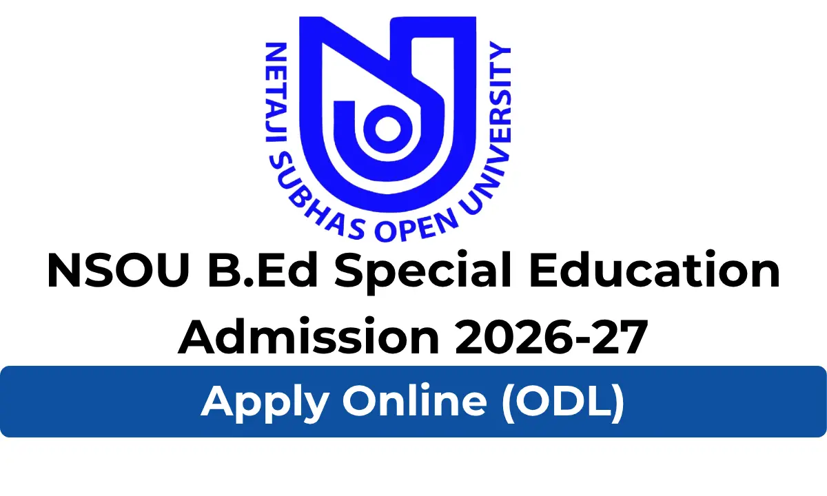 NSOU B.Ed Special Education Admission 2026-27